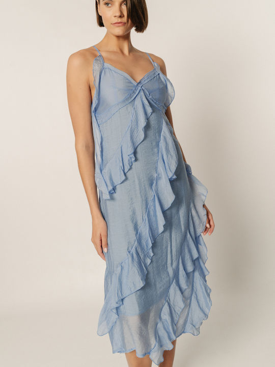 Edward Jeans Summer Midi Dress for Wedding / Baptism Light Blue