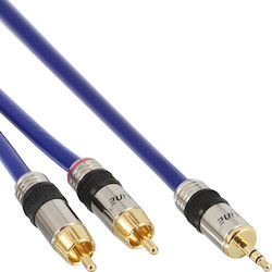 InLine 3.5mm Jack Cable - 2x RCA Male Blue 20m with Gold Plated Terminals