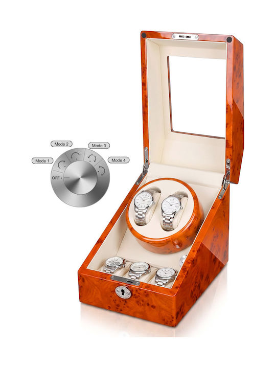Cutie pentru Încărcarea Ceasurilor Automate Iuni Watch Winder cu 2 + 3 Spații de Depozitare, Aur