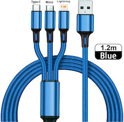 Andowl USB to Type-C / micro USB / Lightning 1.2m 2.4A Cable Multicolour (100394)