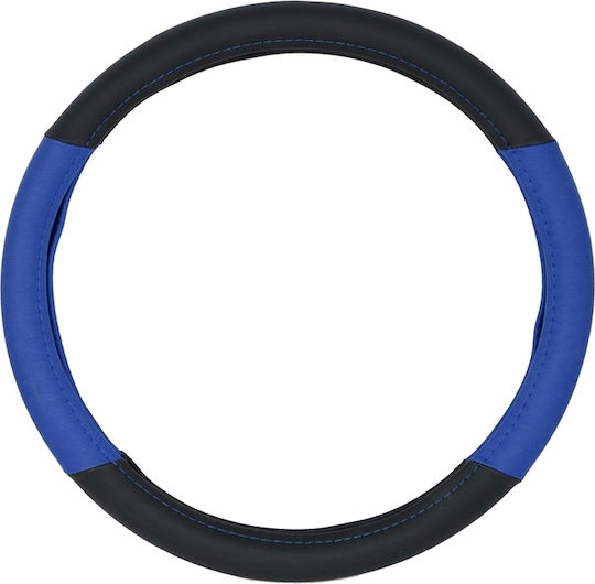 Onyx Car Steering Wheel Cover Double C with Diameter 38cm made of Leatherette Blue
