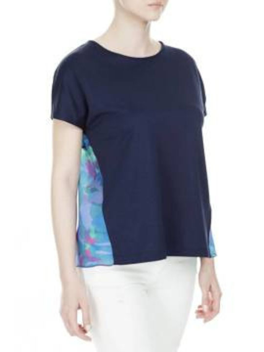Armani Exchange Women's Blouse Short Sleeve Navy Blue
