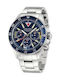 Nautica Westport Ανδρικό Ρολόι 44mm Χρονογράφος Μπαταρίας με Ασημί Μεταλλικό Μπρασελέ