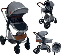 Fun Baby Verstellbar 3 in 1 Baby Kinderwagen Geeignet für Neugeborene Grey-Silver