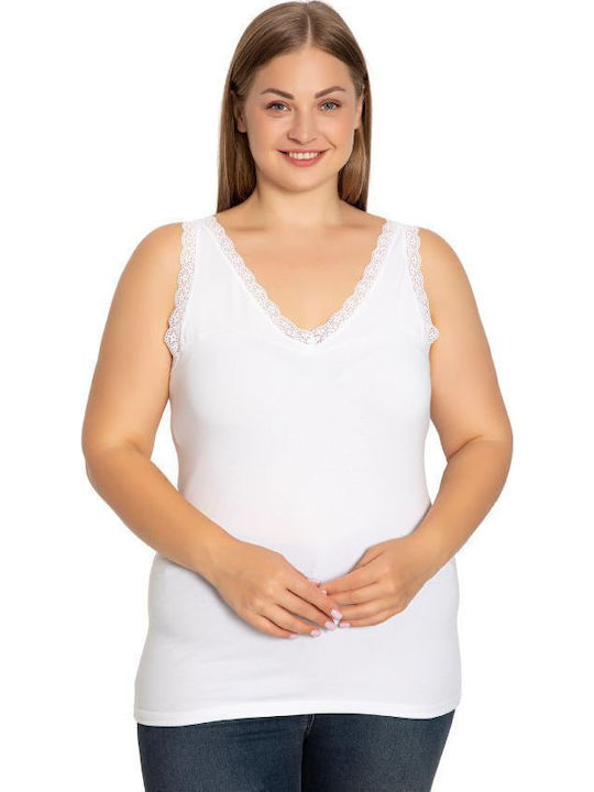 Siyah Inci mit Spaghetti-Träger White Damen T-S...
