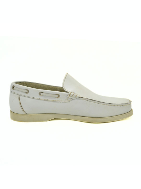 Commanchero Original Δερμάτινα Ανδρικά Boat Shoes σε Λευκό Χρώμα