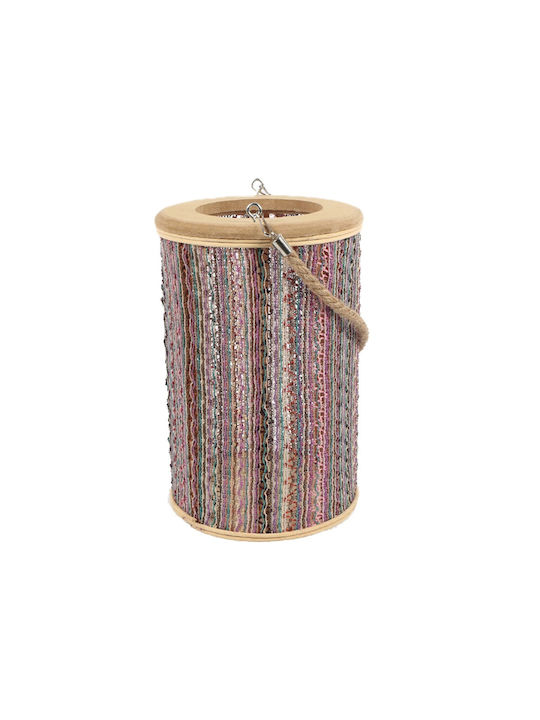 Espiel Tabletop Wooden Lantern Pink 20x20x30.5cm