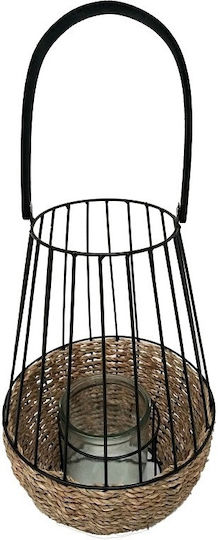 Espiel Φαναράκι Ψάθινο Επιτραπέζιο Μαύρο 19x19x26εκ.