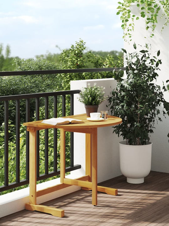Wooden Garden & Terrace Table for Small Spaces Foldable Solid Acacia Wood 90x60x72cm