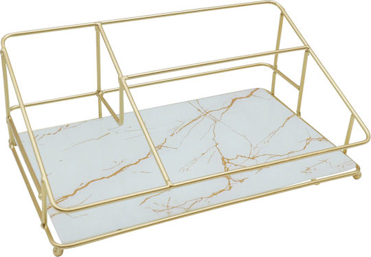 Uncle George Decorative Space made of Metallic Gold / White with Marble Effect 32x21x12cm 1pcs