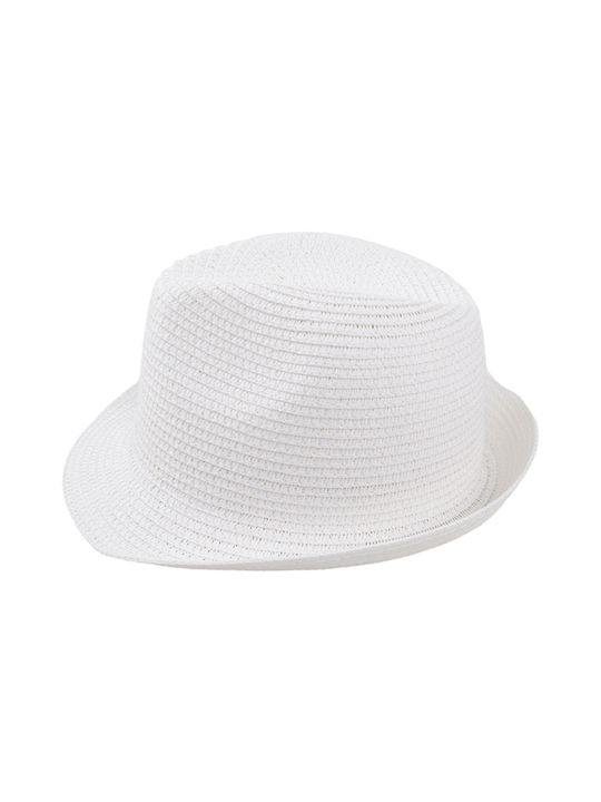 Brims and Trims Pălărie pentru Copii Fedora Wicker Alb