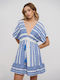 Ble Resort Collection Mini Φόρεμα Λευκο/μπλε