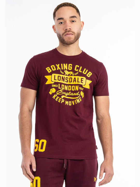 Lonsdale T-shirt Bărbătesc cu Mânecă Scurtă Oxblood/yellow