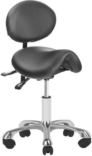 Salon Stools Wheeled Stool with Backrest Black