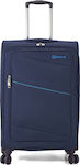 Benzi Large Travel Suitcase Fabric Blue with 4 Wheels Height 75cm