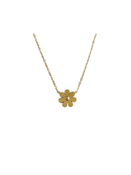 Kostibas Fashion Necklace with design Flower from Gold Plated Steel