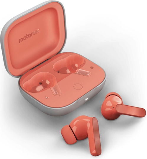 Motorola Moto Buds Bluetooth Handsfree Earphones with Sweat Resistance and Charging Case Coral Peach