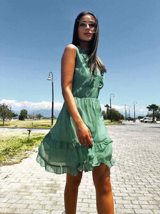 Donna Martha Dress with Ruffle Green