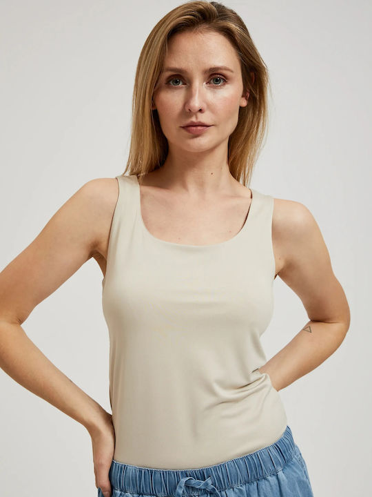 Moodo Damen Bluse Ärmellos Beige