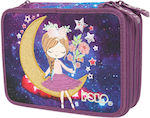 Polo Rolling Moon Pencil Case with 3 Compartments Purple