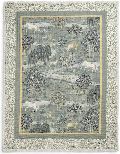 Elodie Details Blanket Nursery Swaddling Blankets Soft Cotton Green with Animal 100x100cm