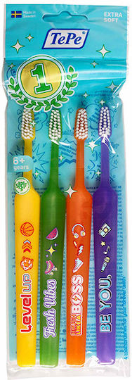 TePe Kids Extra Soft Set Children's Toothbrushes for 6+ Years 4pcs Multicolour 2