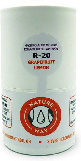Nature Way Roll-on R-20 Φυσικό Αποσμητικό Κολλοειδούς Αργύρου Άρωμα Γκρείπφρουτ Λεμόνι Ευαίσθητες Επιδερμίδες 50ml