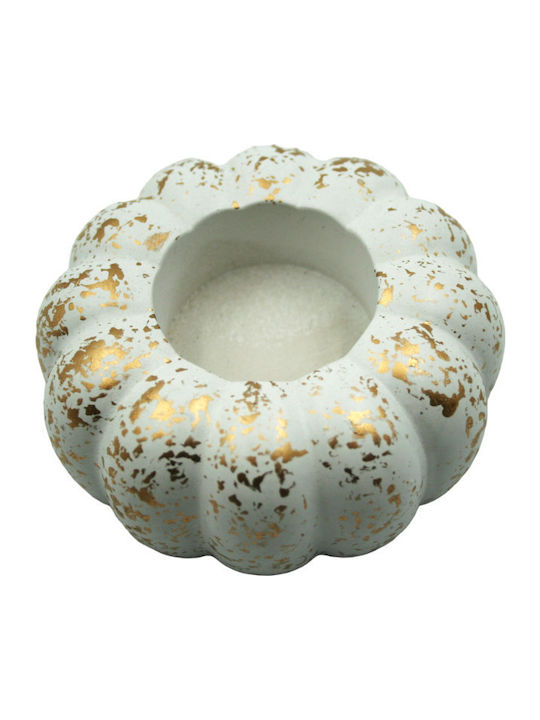 Favor de Nuntă Ceramică Design Dovleac Decorativ Alb-Auriu 8cm X 4.5cm M3000s