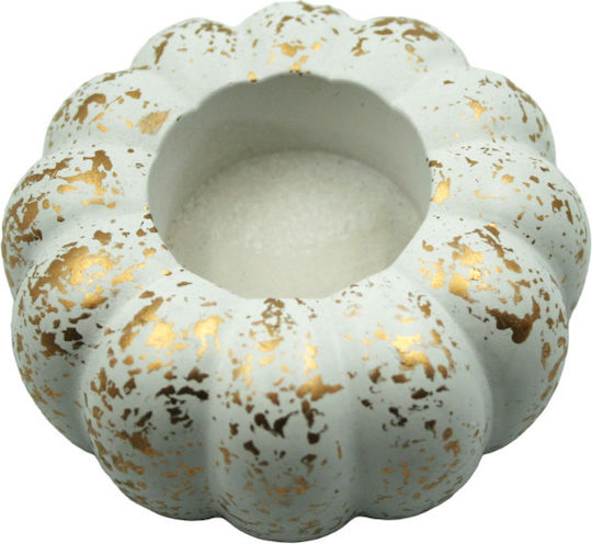Favor de Nuntă Ceramică Design Dovleac Decorativ Alb-Auriu 8cm X 4.5cm M3000s