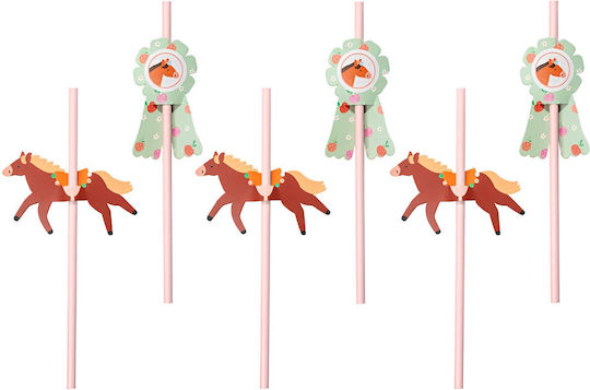 Vintage Horse Paper Straws 6 Pieces