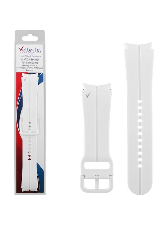 Volte-Tel Strap Silicone White (Galaxy Watch4/5/6/7/FE/4 Classic/6 Classic/5 Pro)