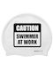 Caution Swimmer At Work Σκουφάκι Κολύμβησης Ενηλίκων από Σιλικόνη Λευκό