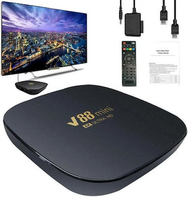 TV Box V88 Mini 4K UHD cu WiFi 16GB RAM și 16GB Spațiu de stocare cu Sistem de operare Android și Asistentul Google