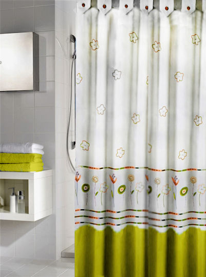 Texi Bath Mayo Κουρτίνα Μπάνιου Υφασμάτινη με Τρουκς 240x200cm Mayo