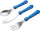 Cryspo Trio Set Baby Besteck Bloo aus Metall 3Stück