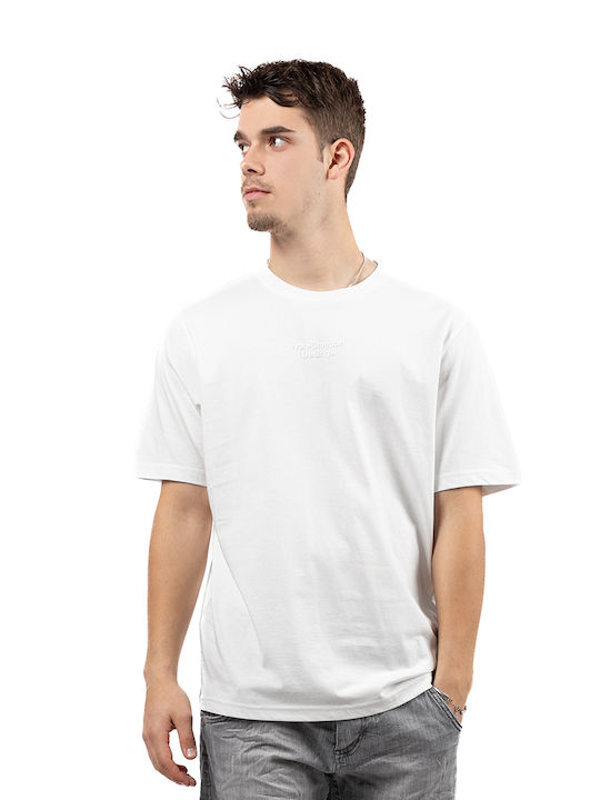 Tricou alb pentru bărbați cu litere pe față și spate