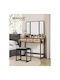 Тоалетна за грим Дървена Oak Brown/black с Огледало 90x40x141бр