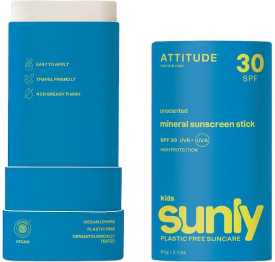 Attitude Waterproof Copii Crema de Soare Stick SPF30 60ml