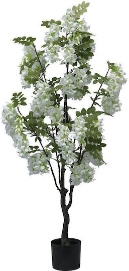 Διακοσμητικό Φυτό Bean Flowers Γλάστρα Inart Λευκό Pp Υ125εκ