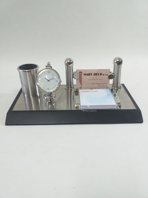 63-11 Desk Set Clock Pencil Holder Card Holder Notes