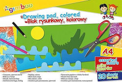 Gimboo Drawing Pad A4 20k Assorted Colours Gimboo Drawing Pad A4 20k Assorted Colours