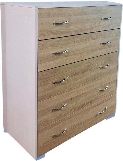 Comodă Dormitor Din Lemn Cu 5 Sertare Bicolor 115x45x90cm