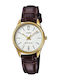 Casio Γυναικείο Ρολόι 28mm Μπαταρίας με Καφέ Δερμάτινο Λουράκι