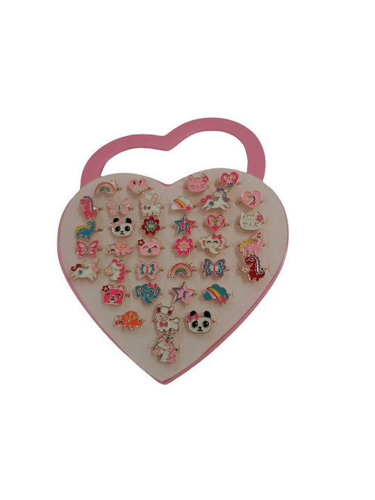 Heart-shaped Case 36pcs Kids Rings 002