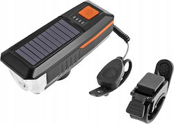 Solar Bike Headlight Set Horn Beeper Ubx Led 3 Light Modes Usb 6 Songs 11x3.5x4 Cm Black