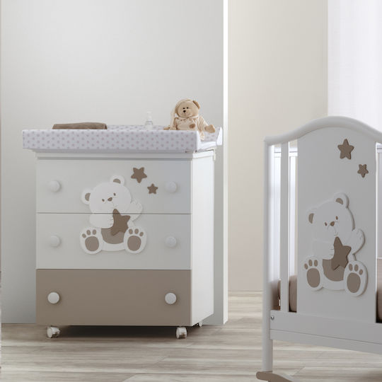 Baby Dresser with 3 Drawers White 76x45x90cm