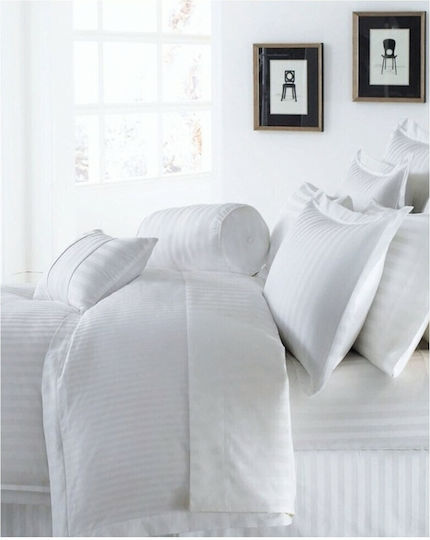 Lampiris Interiors Μαξιλαροθήκη Ξενοδοχείου Ριγέ Βαμβακοσατέν 50x75εκ.