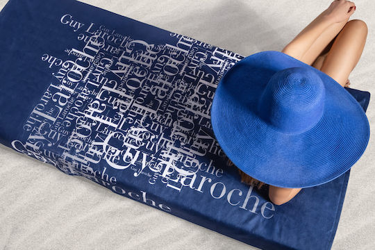Guy Laroche Velour Printed Blue Beach Towel 175x100cm