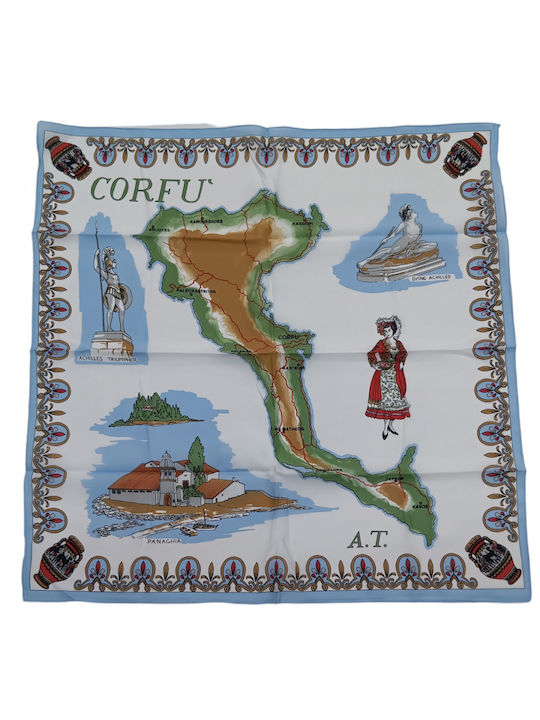 Corfu Tourist White Shawl 70x70