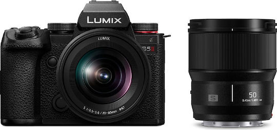 Panasonic Lumix S5M2 Mirrorless Φωτογραφική Μηχανή Kit (Lumix S 20-60mm F/3.5-5.6 + S 50mm F/1.8) Μαύρη